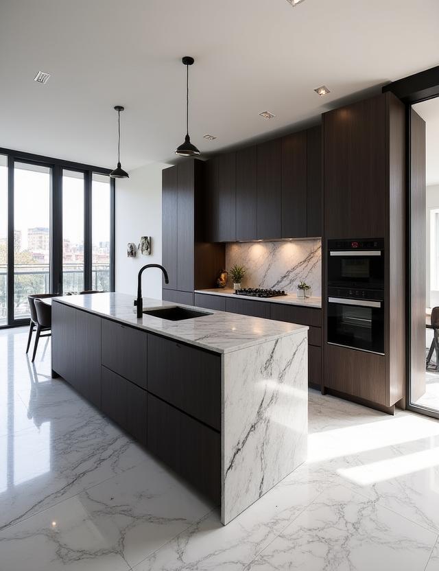 Splendida cucina moderna in un attico a Brera, Milano